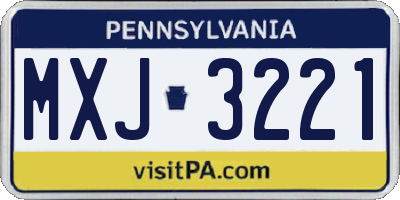 PA license plate MXJ3221