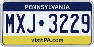 PA license plate MXJ3229