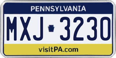 PA license plate MXJ3230