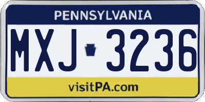PA license plate MXJ3236
