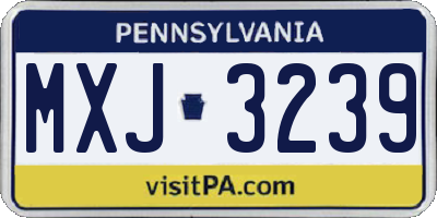 PA license plate MXJ3239
