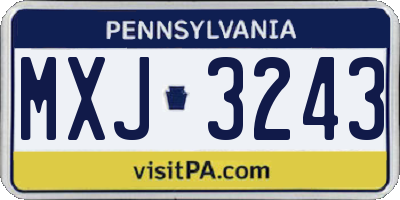 PA license plate MXJ3243