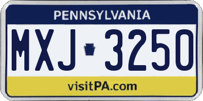 PA license plate MXJ3250