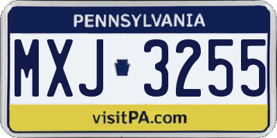 PA license plate MXJ3255
