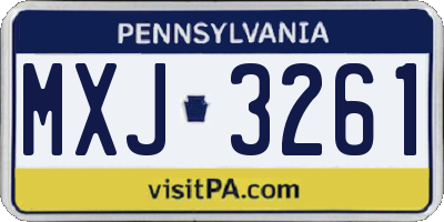 PA license plate MXJ3261