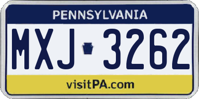 PA license plate MXJ3262