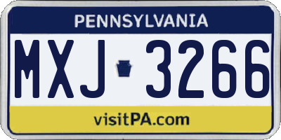 PA license plate MXJ3266