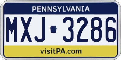PA license plate MXJ3286