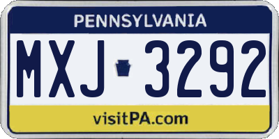 PA license plate MXJ3292