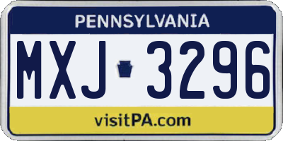 PA license plate MXJ3296