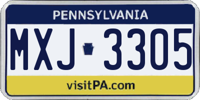PA license plate MXJ3305