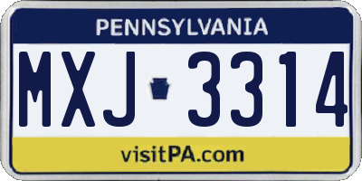 PA license plate MXJ3314