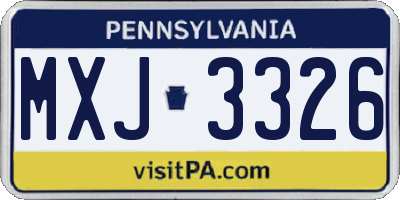 PA license plate MXJ3326