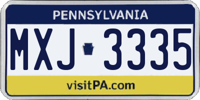 PA license plate MXJ3335