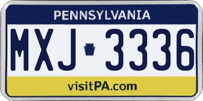 PA license plate MXJ3336