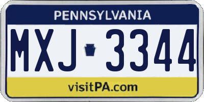 PA license plate MXJ3344