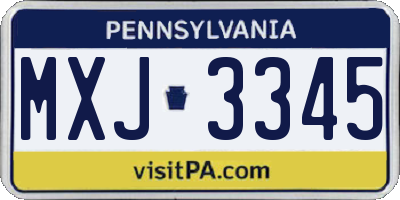 PA license plate MXJ3345