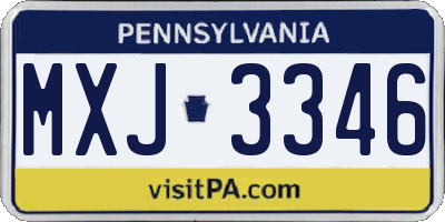 PA license plate MXJ3346
