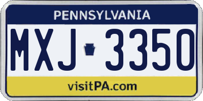 PA license plate MXJ3350