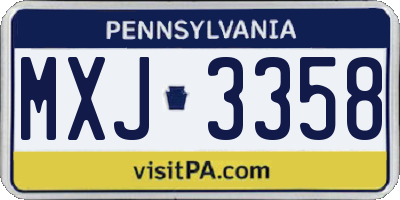 PA license plate MXJ3358