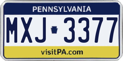 PA license plate MXJ3377