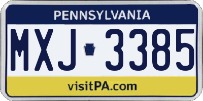 PA license plate MXJ3385