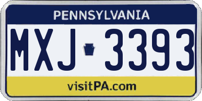 PA license plate MXJ3393