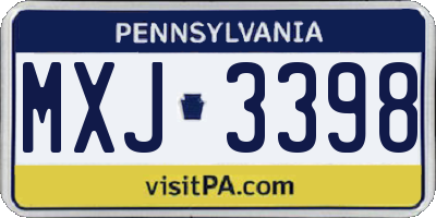 PA license plate MXJ3398