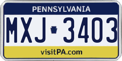 PA license plate MXJ3403