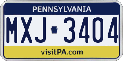PA license plate MXJ3404