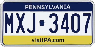 PA license plate MXJ3407