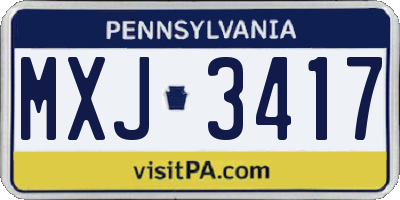 PA license plate MXJ3417