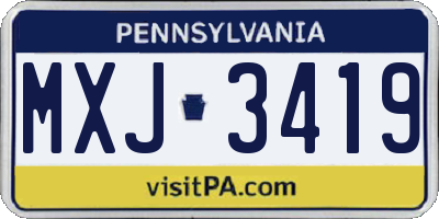 PA license plate MXJ3419