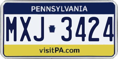 PA license plate MXJ3424