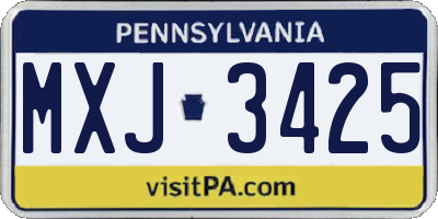 PA license plate MXJ3425