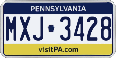 PA license plate MXJ3428