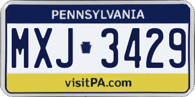 PA license plate MXJ3429