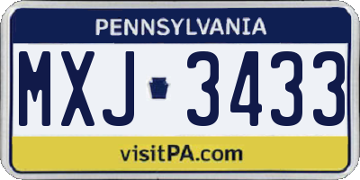 PA license plate MXJ3433