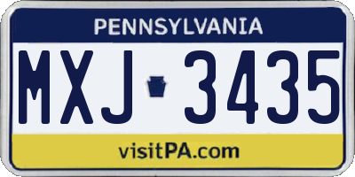 PA license plate MXJ3435