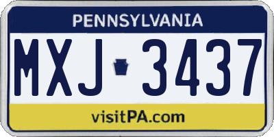 PA license plate MXJ3437