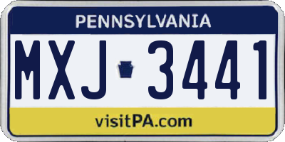 PA license plate MXJ3441