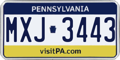PA license plate MXJ3443