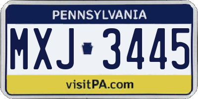 PA license plate MXJ3445