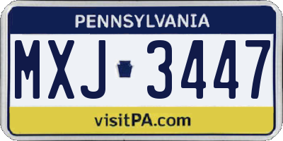 PA license plate MXJ3447