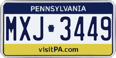 PA license plate MXJ3449