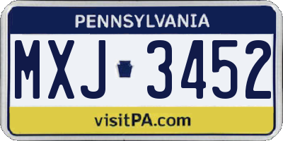 PA license plate MXJ3452