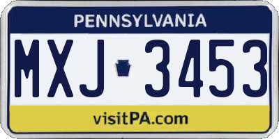 PA license plate MXJ3453