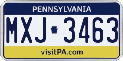 PA license plate MXJ3463