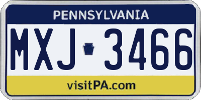 PA license plate MXJ3466