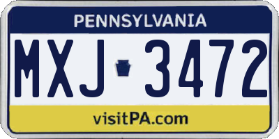 PA license plate MXJ3472